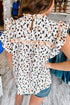 Relaxed Fit Ruffle Detail Animal Print Blouse