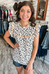 Relaxed Fit Ruffle Detail Animal Print Blouse