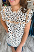 Relaxed Fit Ruffle Detail Animal Print Blouse