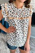 Relaxed Fit Ruffle Detail Animal Print Blouse