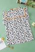 Relaxed Fit Ruffle Detail Animal Print Blouse