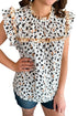 Relaxed Fit Ruffle Detail Animal Print Blouse