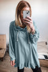 Relaxed Fit Ruffled Hem Drawstring Tunic Hoodie