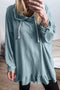 Relaxed Fit Ruffled Hem Drawstring Tunic Hoodie