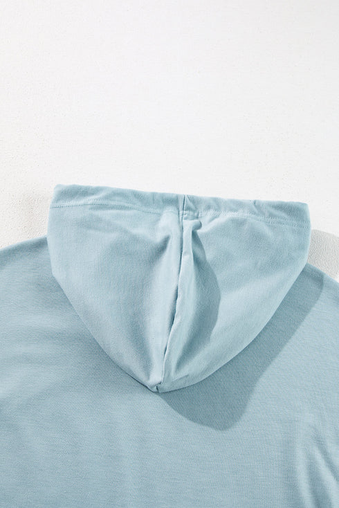 Relaxed Fit Ruffled Hem Drawstring Tunic Hoodie