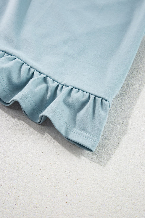 Relaxed Fit Ruffled Hem Drawstring Tunic Hoodie