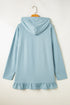 Relaxed Fit Ruffled Hem Drawstring Tunic Hoodie