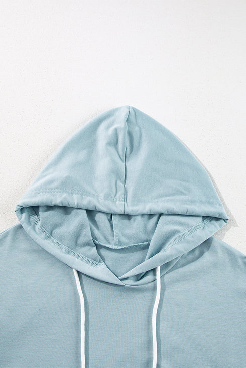 Relaxed Fit Ruffled Hem Drawstring Tunic Hoodie