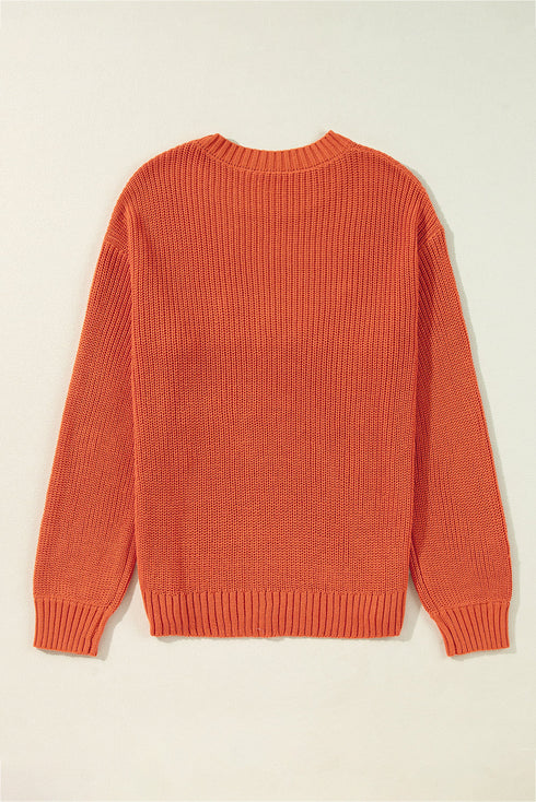 Relaxed Fit Script Graphic Crew Neck Sweater