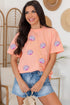 Relaxed Fit Sequin Seashell Patch Short Sleeve Tee