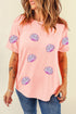 Relaxed Fit Sequin Seashell Patch Short Sleeve Tee