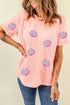 Relaxed Fit Sequin Seashell Patch Short Sleeve Tee