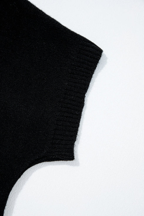 Relaxed Fit Short Sleeve Bow Motif Knit Sweater