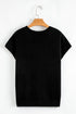 Relaxed Fit Short Sleeve Bow Motif Knit Sweater