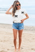 Relaxed Fit Short Sleeve Bow Motif Knit Sweater