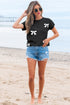 Relaxed Fit Short Sleeve Bow Motif Knit Sweater