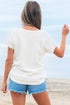 Relaxed Fit Short Sleeve Bow Motif Knit Sweater