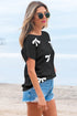 Relaxed Fit Short Sleeve Bow Motif Knit Sweater