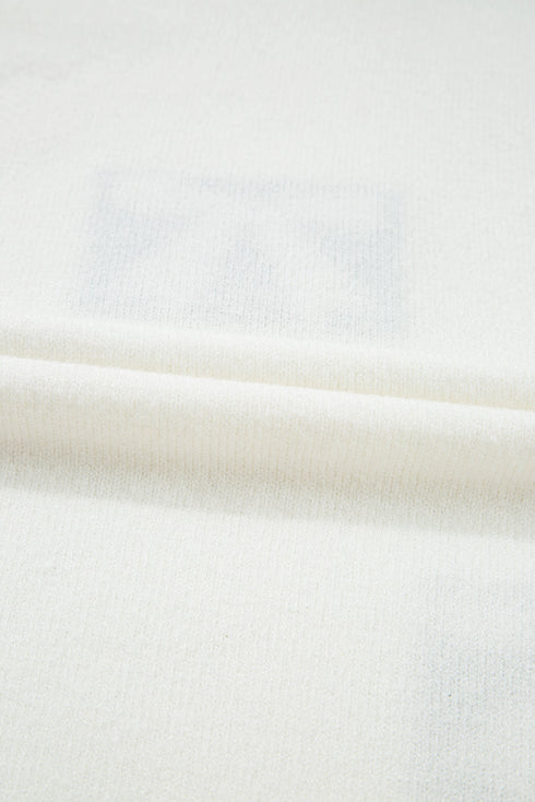 Relaxed Fit Short Sleeve Bow Motif Knit Sweater