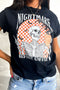 Relaxed Fit Skull And Checkerboard Print Graphic Shirt