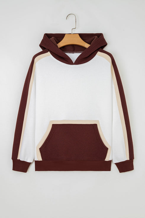 Relaxed Fit Soft Knit Paneled Pullover Hoodie