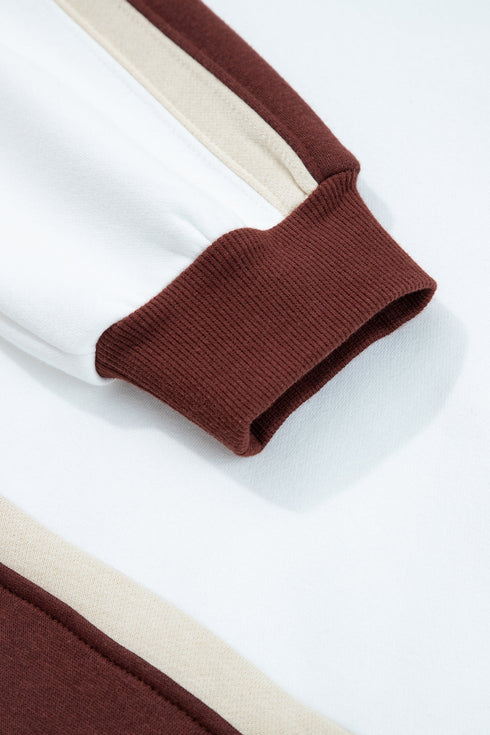Relaxed Fit Soft Knit Paneled Pullover Hoodie