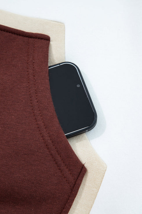 Relaxed Fit Soft Knit Paneled Pullover Hoodie
