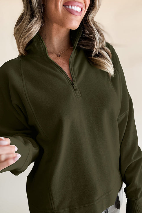 Relaxed Fit Soft Knit Quarter Zip Pullover Sweatshirt