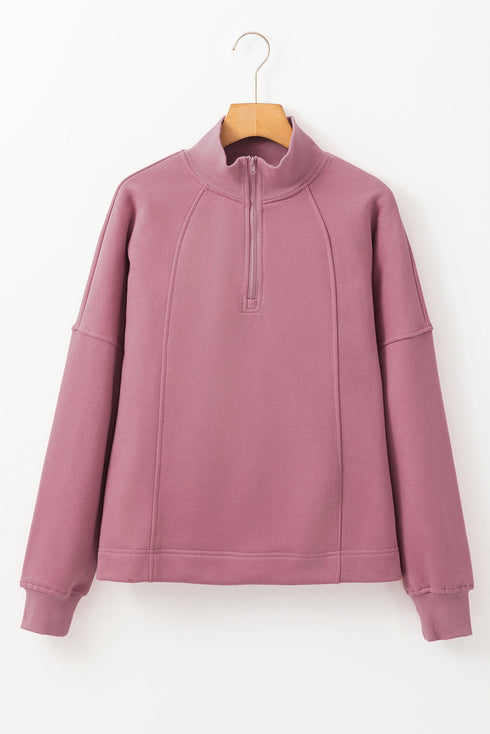 Relaxed Fit Soft Knit Quarter Zip Pullover Sweatshirt
