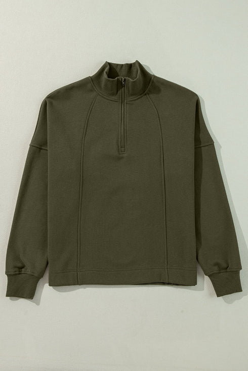 Relaxed Fit Soft Knit Quarter Zip Pullover Sweatshirt
