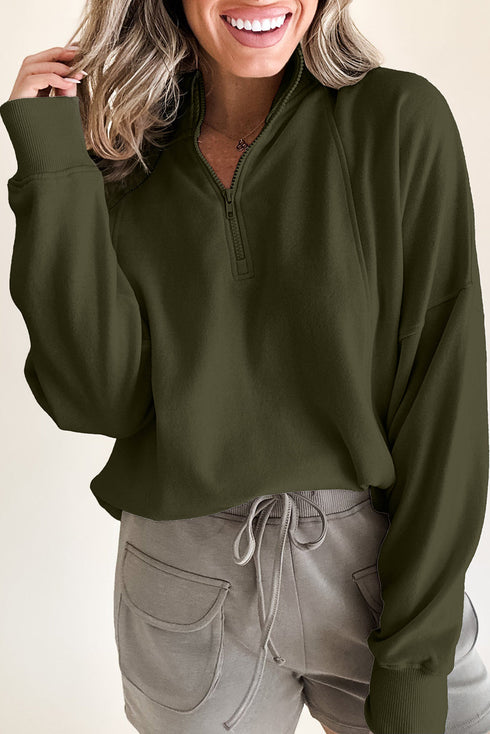 Relaxed Fit Soft Knit Quarter Zip Pullover Sweatshirt