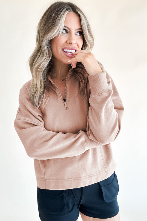 Relaxed Fit Soft Knit Quarter Zip Pullover Sweatshirt