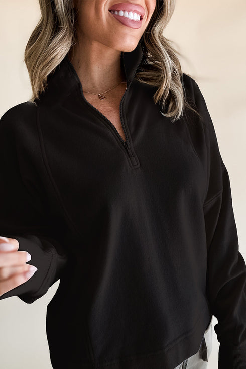 Relaxed Fit Soft Knit Quarter Zip Pullover Sweatshirt