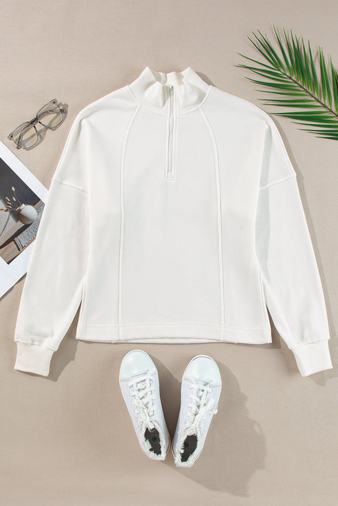 Relaxed Fit Soft Knit Quarter Zip Pullover Sweatshirt