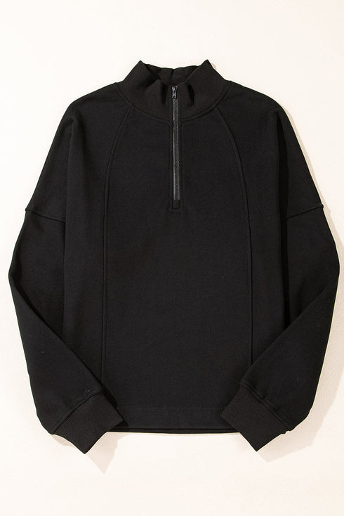Relaxed Fit Soft Knit Quarter Zip Pullover Sweatshirt