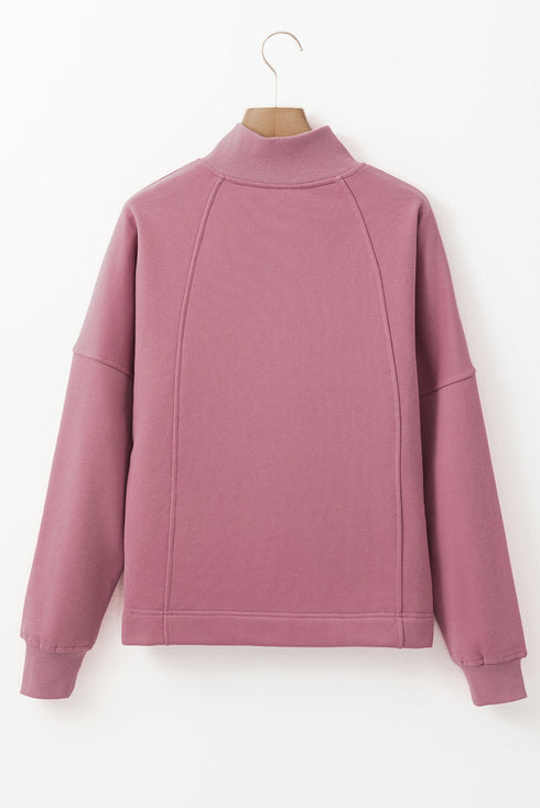 Relaxed Fit Soft Knit Quarter Zip Pullover Sweatshirt