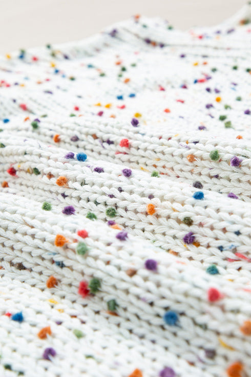 Relaxed Fit Speckled Knit Distressed Hem Sweater