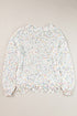 Relaxed Fit Speckled Knit Distressed Hem Sweater