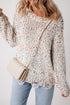 Relaxed Fit Speckled Knit Distressed Hem Sweater