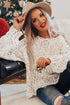 Relaxed Fit Speckled Knit Distressed Hem Sweater