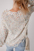 Relaxed Fit Speckled Knit Distressed Hem Sweater