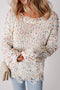 Relaxed Fit Speckled Knit Distressed Hem Sweater
