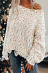 Relaxed Fit Speckled Knit Distressed Hem Sweater