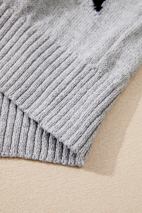 Relaxed Fit Star Print Crew Neck Knit Pullover Sweater