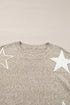 Relaxed Fit Star Print Crew Neck Knit Pullover Sweater
