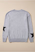 Relaxed Fit Star Print Crew Neck Knit Pullover Sweater