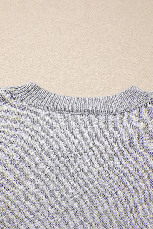 Relaxed Fit Star Print Crew Neck Knit Pullover Sweater