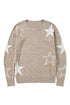 Relaxed Fit Star Print Crew Neck Knit Pullover Sweater