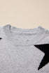 Relaxed Fit Star Print Crew Neck Knit Pullover Sweater