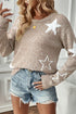 Relaxed Fit Star Print Crew Neck Knit Pullover Sweater